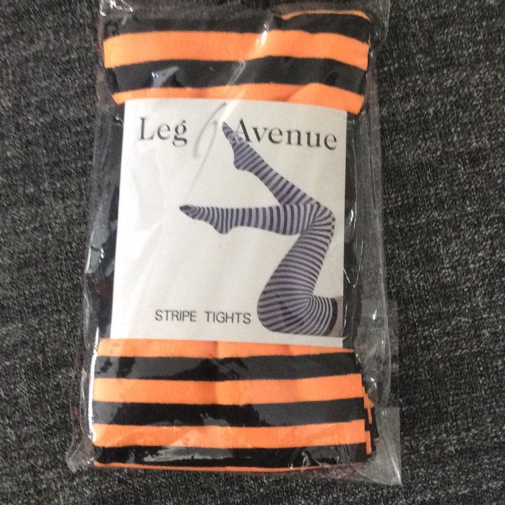 Leg Avenue Black and Orange Stripe Tights